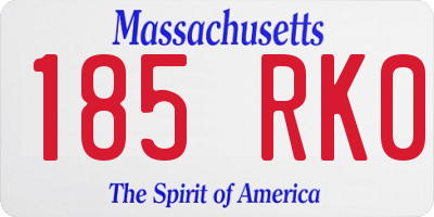MA license plate 185RK0