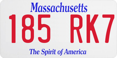 MA license plate 185RK7