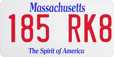 MA license plate 185RK8