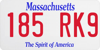 MA license plate 185RK9