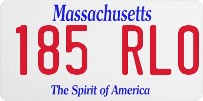 MA license plate 185RL0