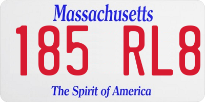 MA license plate 185RL8