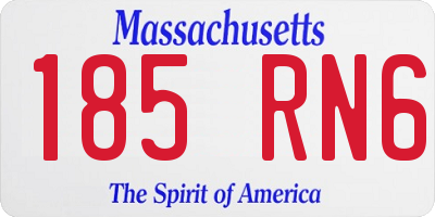 MA license plate 185RN6