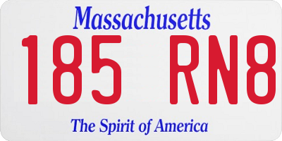 MA license plate 185RN8