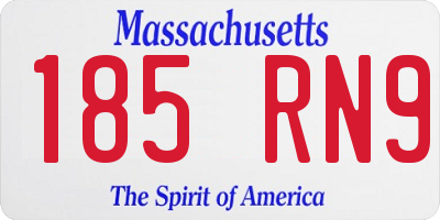 MA license plate 185RN9