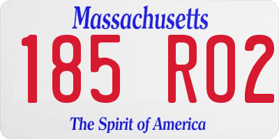 MA license plate 185RO2
