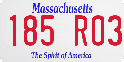 MA license plate 185RO3