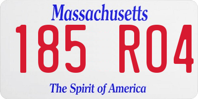 MA license plate 185RO4