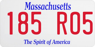 MA license plate 185RO5