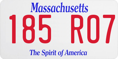 MA license plate 185RO7