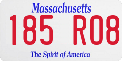 MA license plate 185RO8