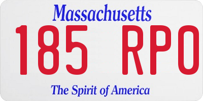MA license plate 185RP0