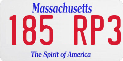 MA license plate 185RP3