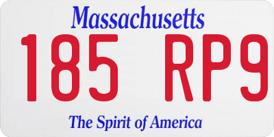 MA license plate 185RP9