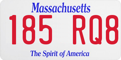 MA license plate 185RQ8