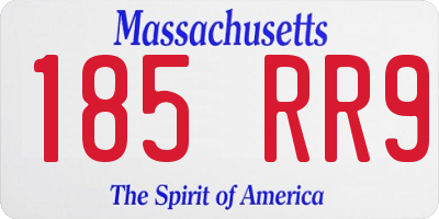 MA license plate 185RR9