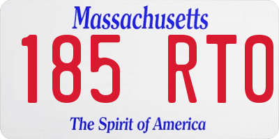 MA license plate 185RT0