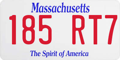 MA license plate 185RT7
