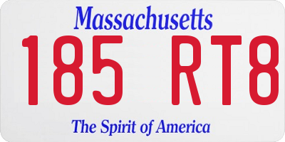 MA license plate 185RT8