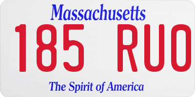 MA license plate 185RU0