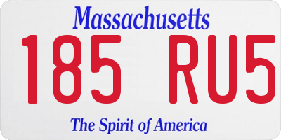 MA license plate 185RU5