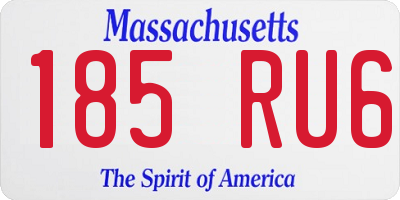 MA license plate 185RU6