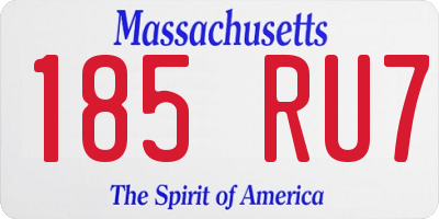MA license plate 185RU7
