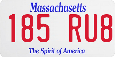 MA license plate 185RU8
