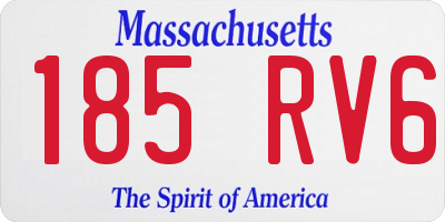 MA license plate 185RV6