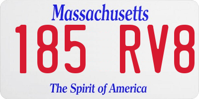 MA license plate 185RV8