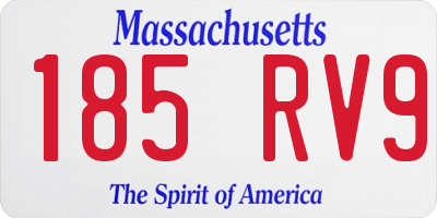 MA license plate 185RV9