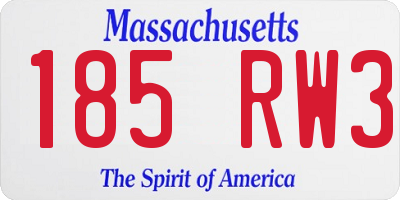MA license plate 185RW3