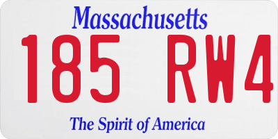 MA license plate 185RW4