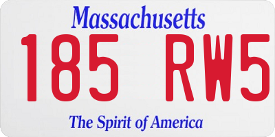 MA license plate 185RW5