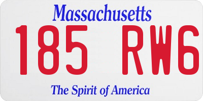 MA license plate 185RW6