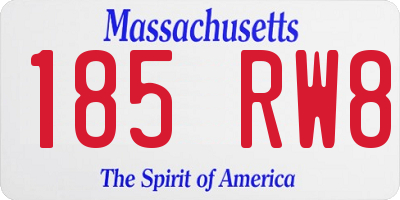 MA license plate 185RW8