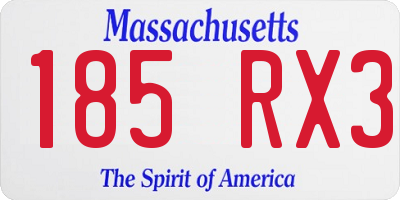 MA license plate 185RX3