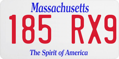 MA license plate 185RX9