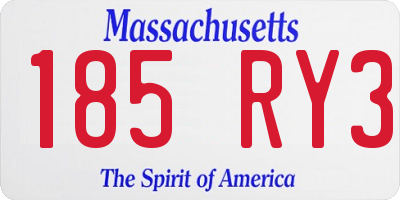 MA license plate 185RY3