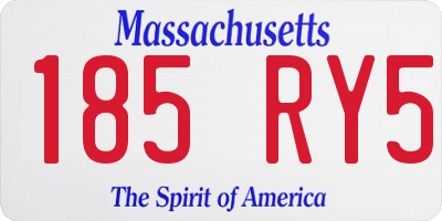 MA license plate 185RY5
