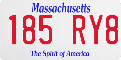 MA license plate 185RY8