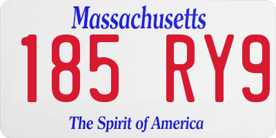MA license plate 185RY9