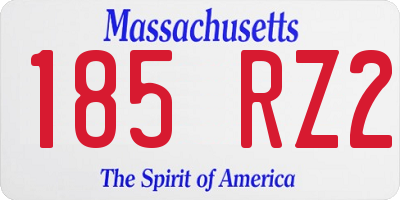 MA license plate 185RZ2