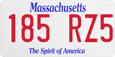 MA license plate 185RZ5