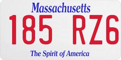 MA license plate 185RZ6