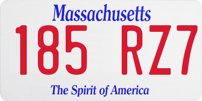 MA license plate 185RZ7