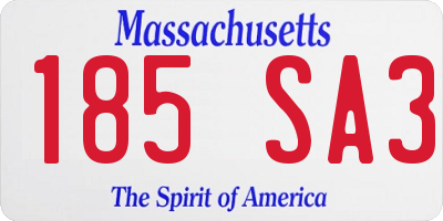 MA license plate 185SA3