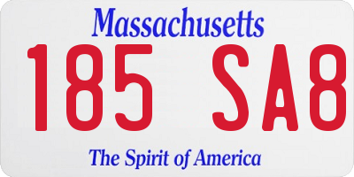MA license plate 185SA8