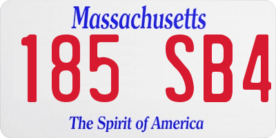 MA license plate 185SB4
