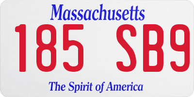 MA license plate 185SB9